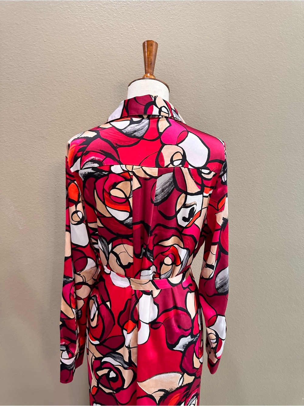 Chicos Shirt Dress Bold Pink Floral Shirt Dress with Tie Waist Small - Picture 14 of 16